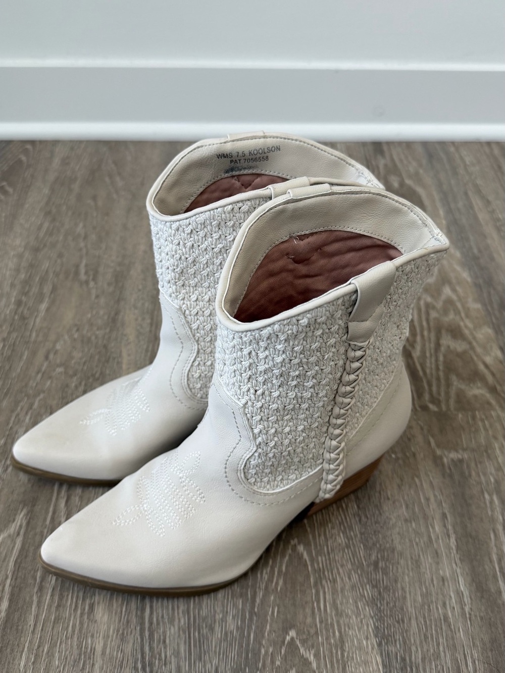 Dolce Vita Cream Knit Western Ankle Boots
